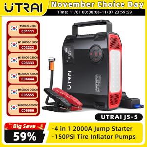 UTRAI 점프 스타터 파워 뱅크, 4 인 1 2000A, 16000mAh 150PSI 공기 압축기, 타이어 펌프, 휴대용 충전기, 자동차 부스터 시동 장치