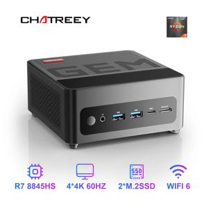 Chatreey GEM 미니 PC 게임용 데스크탑 컴퓨터, WiFi 6, 블루투스 5.2, OCuiLink, HDMI, USB 4, R7 8845HS, 7840HS, 780M, R9 6900HX, 680M