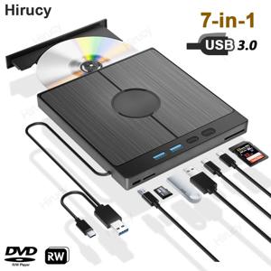 USB 3.0 C 타입 외장 CD DVD RW 광학 드라이브 DVD 플레이어, 버너 리더, 다기능 드라이브, 윈도우 맥 PC 노트북용, 7 인 1