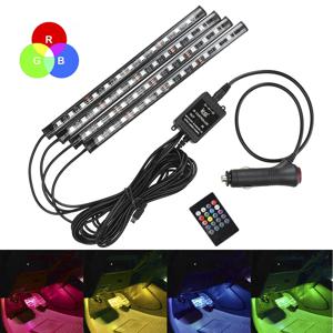 12V DIY 자동차 인테리어 주변 무드 조명 LED 스트립 RGB 램프 24-48 구슬 문 발 장식 자동차 액세서리 Cartronics