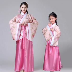 Hanfu 어린이 2023 중국 코스튬 꽃 소녀 드레스, 전통 무대 착용, 여성 댄스 코스튬, 성인 요정 원피스