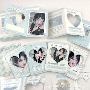 20Pcs 믹스 한국어 Ins 블루 하트 할로우 접는 카드 뒤로 Kpop 아이돌 3 인치 Photocard DIY 포장 장식 고정 배경 골판지