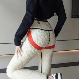 두껍고 플러시 바지 양고기 캐시미어 여성용 겉옷 겨울 꽉 레깅스 여성용 대형 80kg 요가 바비 바지