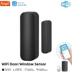 앱 알림 알림 기능이 있는 Wi-Fi 문짝 열림 감지기, Tuya 창 센서, 홈 보안용 접촉 센서, 검정색
