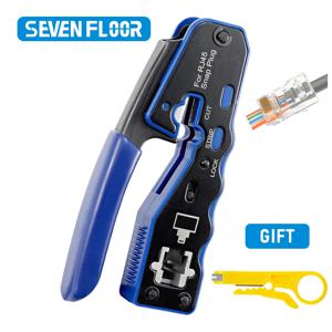 LAN RJ45 압착 도구 Cat6 Cat5 8P8C 모듈러 커넥터 이더넷 올인원 와이어 도구 용 크림 퍼 스트리퍼 커터 통과