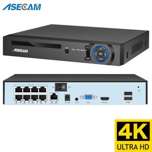 4k 울트라 HD POE NVR 비디오 레코더 Onvif H.265 48V 얼굴 감지 IP 카메라, CCTV 시스템 P2P 네트워크 보안 감시 카메라