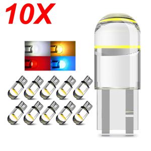 10pcs 자동차 LED T10 W5W Canbus COB 6000k 독서 돔 램프 마커 웨지 번호판 전구 168 194 192 DC 12V 흰색 파란색 빨간색