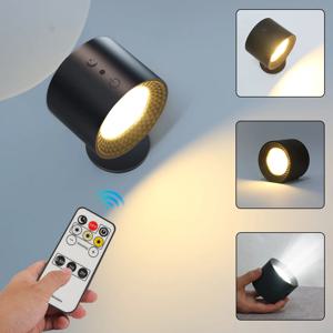 Led 벽 램프 터치 컨트롤 IR 원격 360 회전식 USB 충전 무선 휴대용 야간 조명 침대 옆 침실 독서 램프