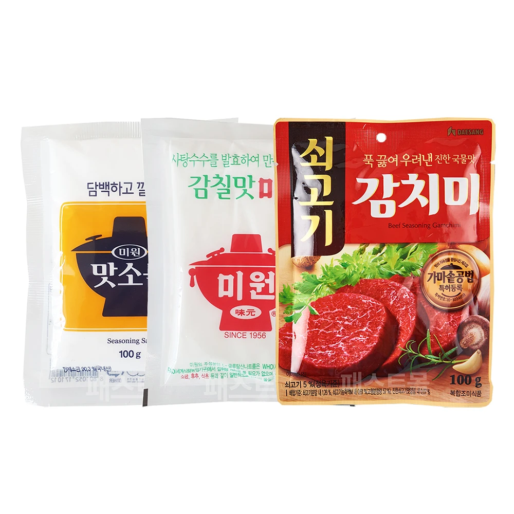 대상 미원 100g + 맛소금 100g + 쇠고기 감치미 100g