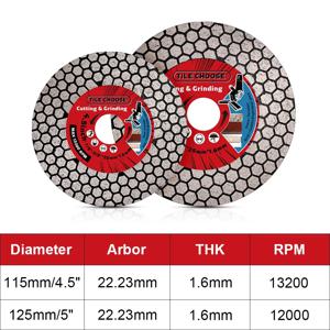 세라믹 타일 다이아몬드 커팅 디스크, 도자기 대리석 원형 톱날, 숫돌 절단용, D115 mm, 125mm