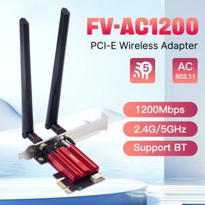 Fenvi AC1200 WiFi PCIE 어댑터 2.4Ghz/5Ghz Bluetooth FV-AC1200 듀얼 밴드 무선 Lan 카드 802.11AC 무선 수신기 Win7/10/11