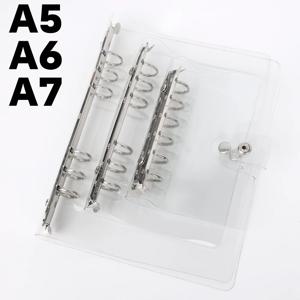 A5/A6/A7 6 홀 투명 소프트 PVC 루스 리프 링 바인더 노트 플래너 일기 커버 편지지 사무실 학교 용품