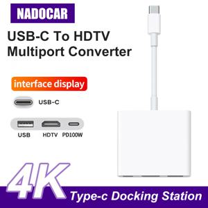 USB C-HDMI 멀티포트 어댑터, Thunderbolt 3-HDMI 4K 출력/USB 3.0 포트/PD 100W 고속 충전 포트가 포함된 3-in-1 Type-C 허브