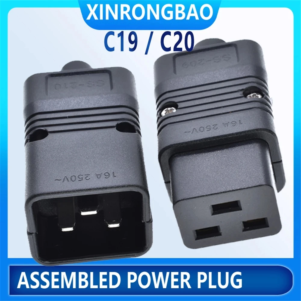 PDU/UPS 소켓 표준 IEC320 C19 C20 16A 250V AC 전력 케이블 코드 커넥터 탈착식 플러그 암 수 플러그 어댑터
