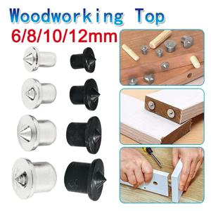 8pc 패널 가구 위치 지정 목공 라운드 나무 장부 블랙 탑 DIY 실버 로케이터 나무 핀 센터 펀치 도구 세트