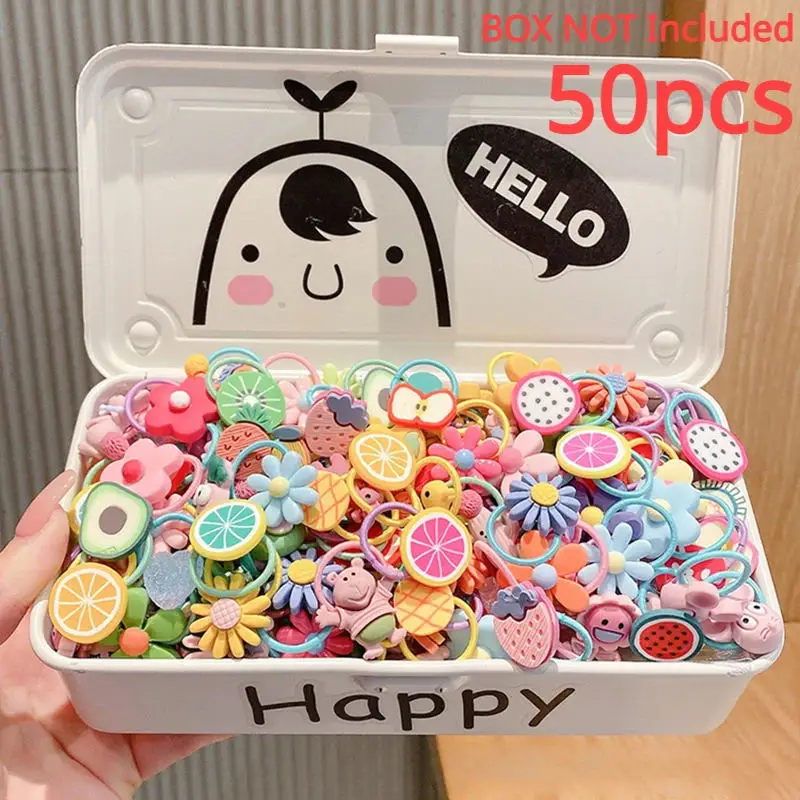 30/50pcs 어린이 고무 밴드는 머리카락을 다치게하지 않습니다 탄성 좋은 여자 아기 머리 밧줄 헤어 타이 헤어 Chirp Scrunchies 머리 장식