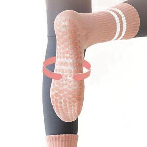 여성용 필라테스 실내 미끄럼 방지 실리콘 바닥 양말, 통기성 더블 바 중간 양말, 피트니스 댄스 운동 요가 양말, 3 쌍