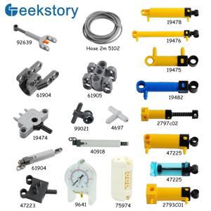 MOC 공압 부품 호스 공기 펌프 탱크 푸시로드 퍼터 스위치 실린더 공기 파워 브릭, 레고스 호환 빌딩 블록