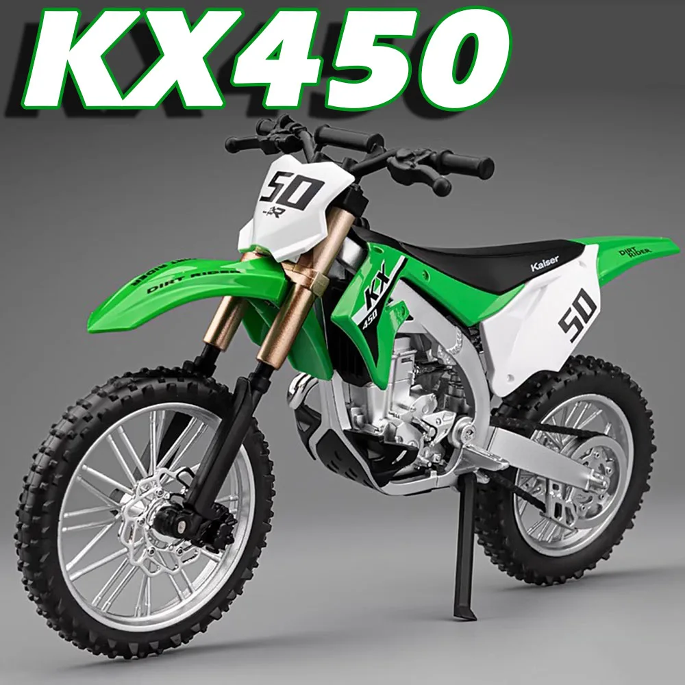 1:12 가와사키 KX450 모델 장난감, 오토바이 합금 다이캐스트 충격 흡수 고무 타이어, 미니어처 오토바이 선물, 어린이용 장난감