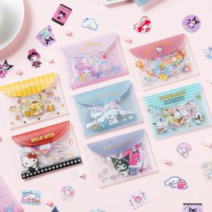 40PCS Kawaii 헬로 키티 내 멜로디 Kuromi 만화 Sanrio 스티커 어린이를위한 소녀 봉투 DIY 노트북 전화 편지지 스티커
