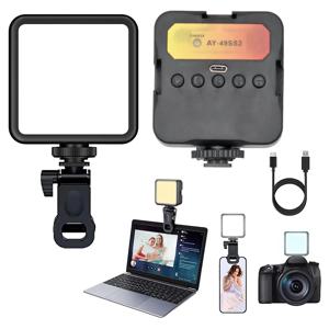 LED 비디오 라이트 휴대용 사진 온 카메라 3000K-6000K DSLR 카메라 캠코더 Gopro Vlog 용 바이 컬러 조명 콜드 슈