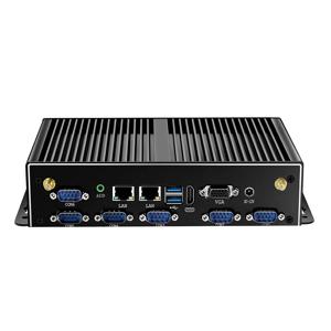 팬리스 산업용 미니 PC 인텔 코어 i7 4500U 5500U 6x COM RS232 듀얼 이더넷 HDMI VGA WiFi 4G LTE SIM 슬롯 Windows Linux