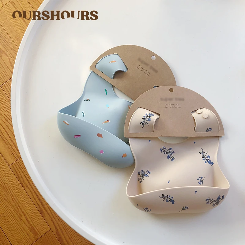 아기 Bibs Ins 스타일 인쇄 방수 부드러운 실리콘 아기 먹이 물건 귀여운 패턴 아이 소녀 소년 유아 조정 가능한 어린이 턱 받이