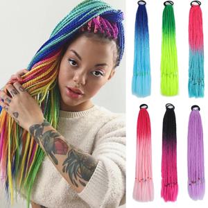 HAIRSTAR 합성 컬러 땋은 포니 테일 헤어 익스텐션 60CM 탄성 고무 밴드 브레이드 포니 테일 헤어 익스텐션 여성용