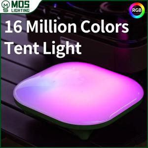 MOSLIGHTING 야외 캠핑 LED 고출력 랜턴, 블루투스 RGB 픽업 라이트, 방수 USB 충전 야간 조명, 낚시 손전등 안전 에너지 절약 보광 전구 스탠드 탁상등은 야영, 독서, 식탁, 벽, 야시장 노점, 자동차 수리에 사용된다