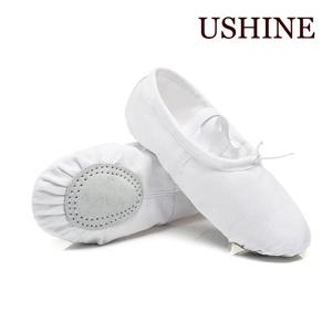 USHINE EU22-45 천 머리 요가 슬리퍼 교사 체육관 실내 운동 캔버스 화이트 발레 댄스 신발 어린이를위한 여자 여자