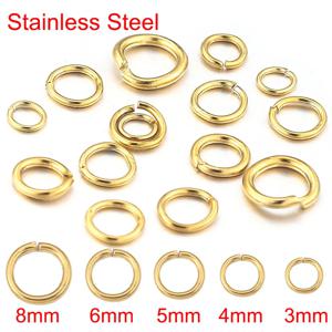 100pcs / Lot 4 6 8 10mm 골드 스테인레스 스틸 점프 링 DIY 쥬얼리 용 오픈 분할 링 커넥터 용품 만들기 도매 품목