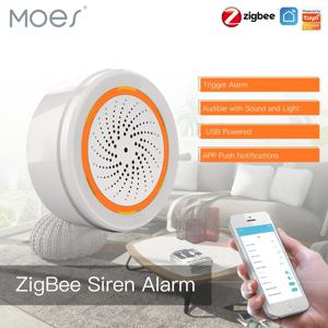 MOES Tuya ZigBee 스마트 사운드 및 라이트 사이렌 센서 90dB 스마트 라이프 사이렌 홈 보안 시스템 Tuya 게이트웨이 허브, Alexa와 함께 사용