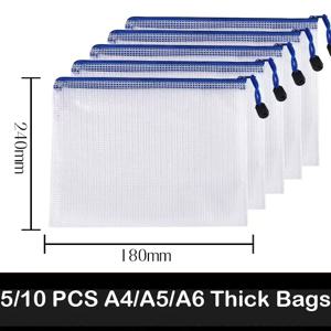 5/10 PCS A4/A5/A6 메쉬 지퍼 주머니 문서 가방 방수 우편 파일 폴더 연필 케이스 보관 가방 학교 사무용품