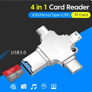 4 In 1 메모리 마이크로 SD 카드 리더 어댑터 IPhone Ipad Android Mac PC 카메라 유형 C Lightning Usb C Android 휴대용 리더