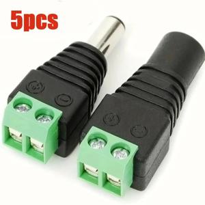 DC 수 암 단자 12V 전원 커넥터, CCTV 카메라용 플러그 어댑터, 5050 3528 단색 LED 스트립, 2.1mm X 5.5mm, 5 개