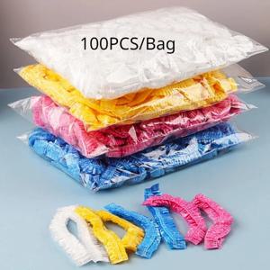 100/200pcs 일회용 샤워 캡 커버 욕실 액세서리 투명 및 방수 일회용 헤어 캡 욕실 제품