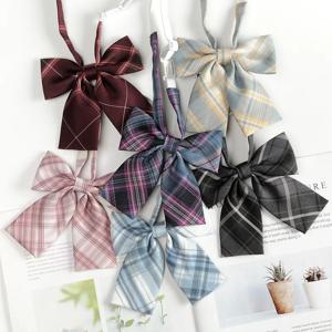 패션 JK Bowtie 여성 대학생 칼라 넥타이 코튼 격자 무늬 Bowknot 로리타 걸스 조정 가능한 나비 애니메이션 코스프레 넥타이