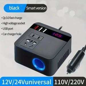 자동차 인버터 DC12V/24V ~ DC110V/220V 150W 피크 LED 디스플레이 소켓 전원 인버터 어댑터 고속 충전 자동차 인버터