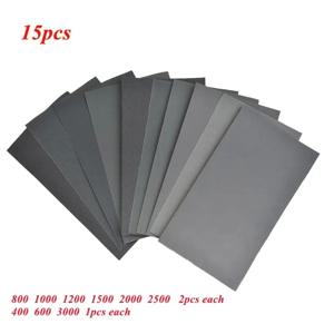 15pcs 자동차 표면 모래 종이 400-3000 그릿 자동차 금속 유리 도자기 목재 연마 사포 습식/건식 사용