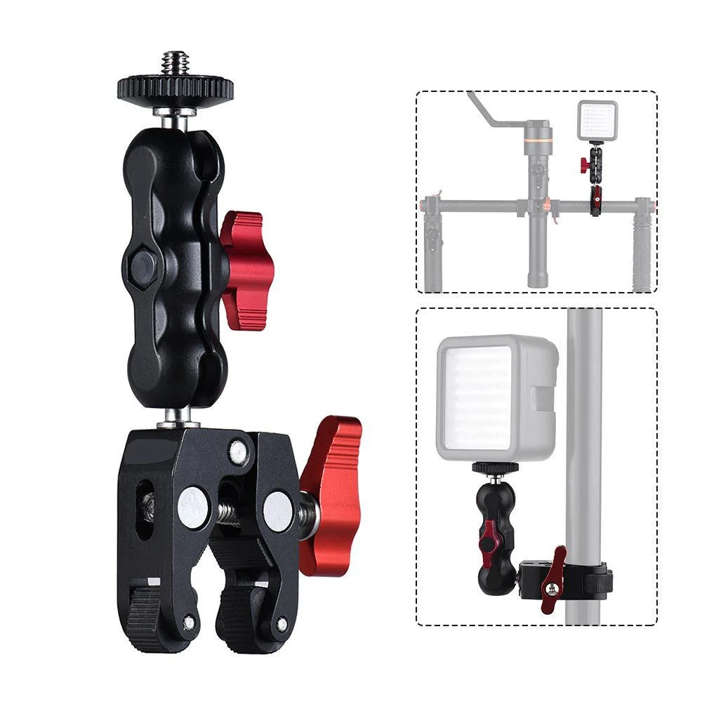 슈퍼 클램프 카메라 클램프 마운트 모니터 360 °   DSLR 카메라/Gopro/LED 조명/전화용 볼헤드 매직 암 더블 볼 헤드 어댑터
