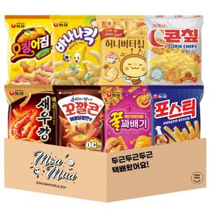 [모아무아] 농심 봉지과자 세트(바나나킥+꿀꽈배기+매운 새우깡+오징어집+콘칲+허니버터칩+포스틱+꼬깔콘)