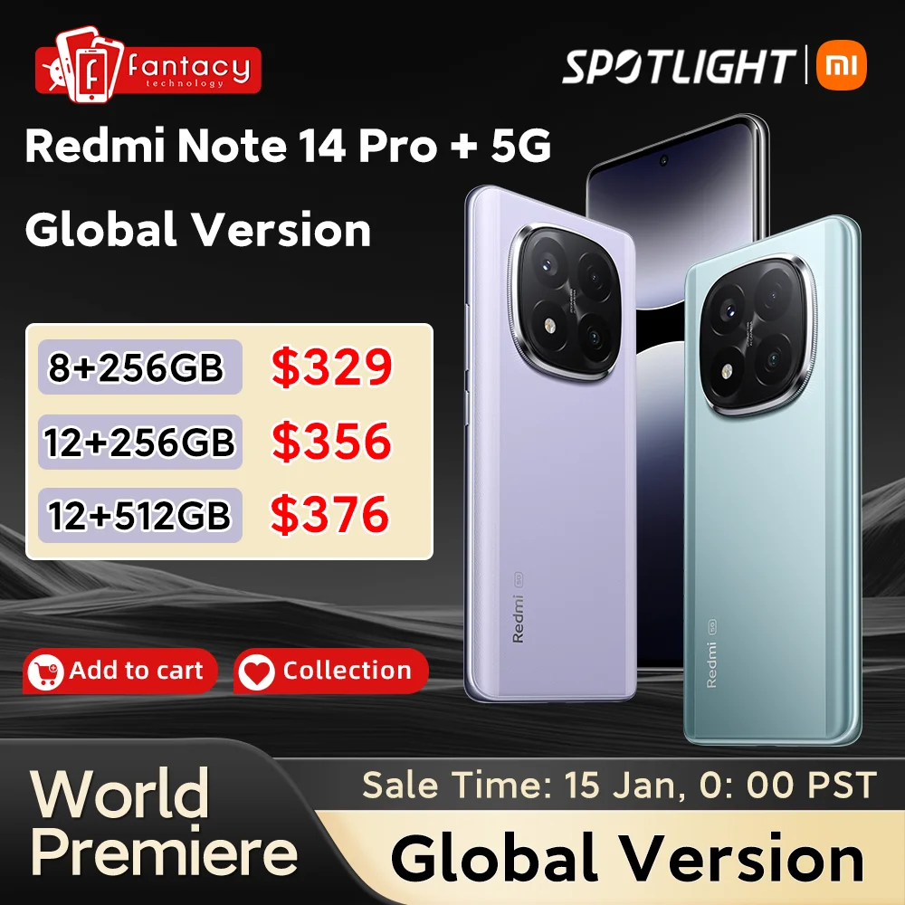 Redmi Note 14 Pro + 5G 스마트폰, 월드 프리미어 글로벌 버전, 스냅드래곤 7s Gen 3 200MP 후면 카메라, 120W 하이퍼차지 IP68