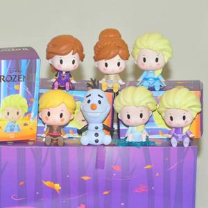 Blind Box Frozen Elsa Snow Baby Anna Princess Q Version 7pcs Box Decor Collection Anime Figure Mini Doll Xmas Gift