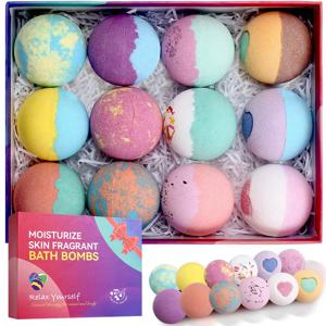 12Pcs 목욕 폭탄 세트 모이스춰 라이징 에센셜 오일 목욕 공 피부 탄산 스파 목욕 버블 폭탄 스트레스 릴리프 엑스 폴리 에이 팅 소금 공