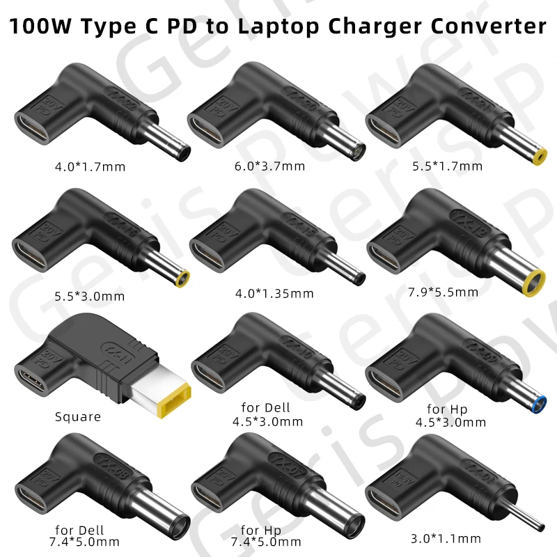 C 타입-범용 노트북 충전기 컨버터, 아수스 레노버 HP 델 에이서 삼성 USB C 고속 충전기 어댑터 커넥터, P D 100W