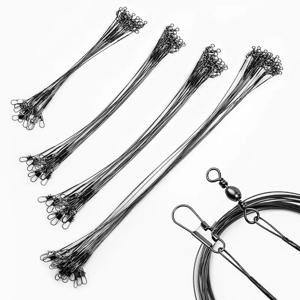 20PC 안티 물린 강철 낚시 라인 회전 낚시 액세서리 낚시 와이어 Olta Leadcore 가죽 끈과 15/20/25/30cm 강철 와이어 리더