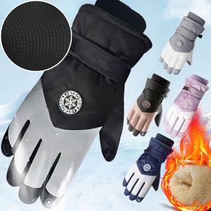 겨울 unisex 스노우 보드 스키 장갑 pu 가죽 미끄럼 방지 터치 스크린 방수 오토바이 사이클링 양털 따뜻한 눈 장갑
