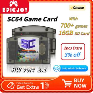 EPICJO SummerCart 64 오픈 소스 N64 게임 카드 Nintendo 64 게임 카드 무료 16GB SD 카드 호환성 700+게임 및 64DD 게임