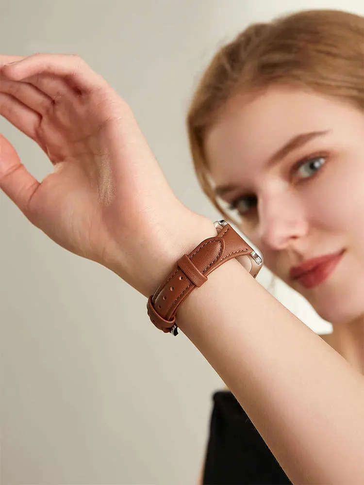 애플워치 시리즈 10 42/46mm 9 8 7 41mm 45mm 밴드 38/42mm 울트라 49mm 브레이슬릿 iWatch SE 6 5 4 3 40/44mm 슬림 가죽 스트랩