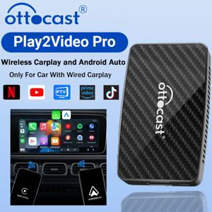 OTTOCAST Play2 비디오 프로 무선 카플레이, 무선 안드로이드 오토 어댑터, 유튜브, 넷플릭스, IPTV, 기아, 도요타용 자동차 액세서리